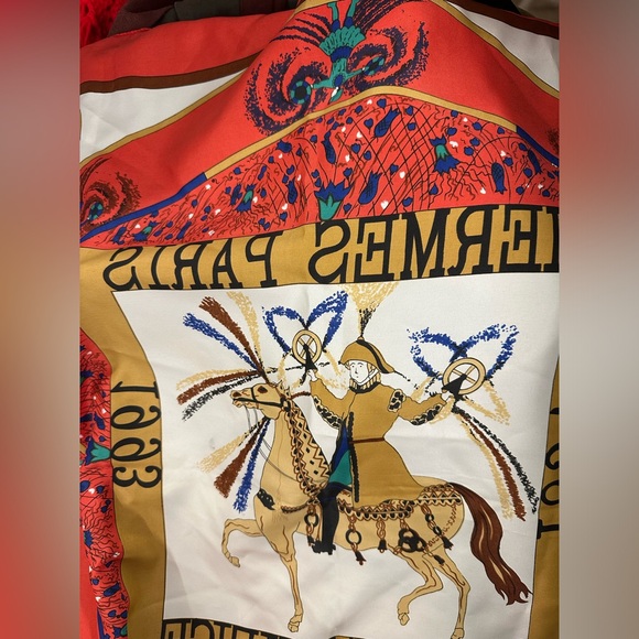 VINTAGE HERMES FEUX D’ARTIFICE FIREWORKS RED SILK SCARF WRAP 1937-1990 34X34 - Picture 3 of 6